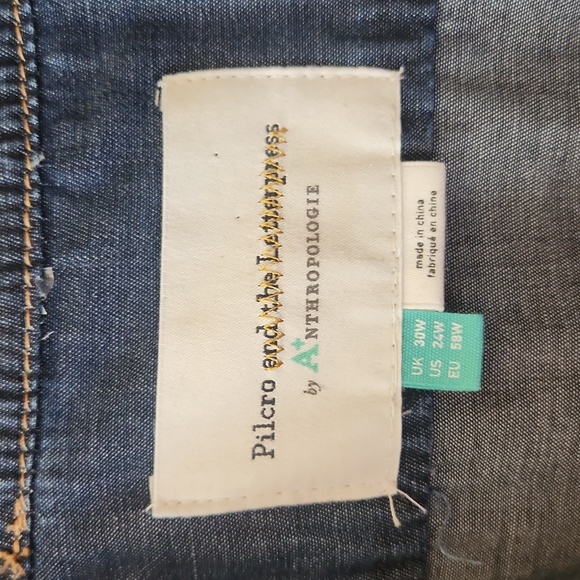 Anthropologie Pilcro & The Letterpress Romper Denim Shorts Jumper Wrap Sz 24W - Picture 10 of 11